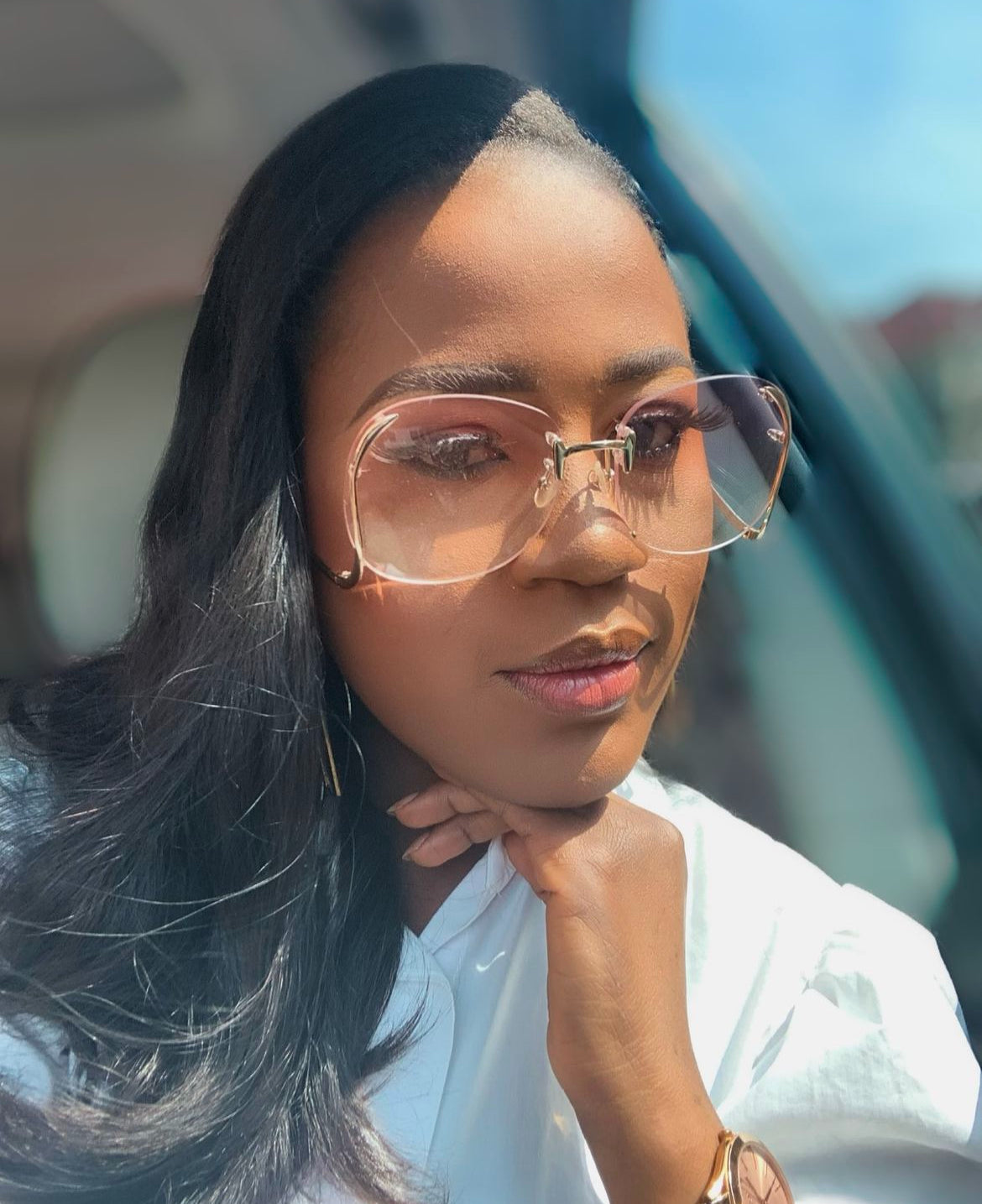 CURVED TEMPLE RIMLESS LN1601